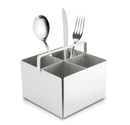 Pisa stainless steel buffet caddy - Porte couverts acier 4 sections